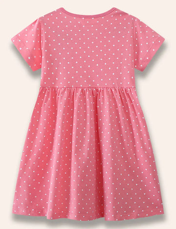 Cartoon Mouse Appliqué Dotted Dress